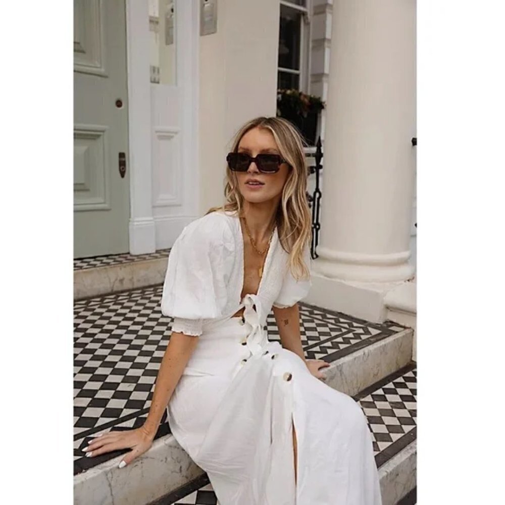 FREE PEOPLE String of Hearts Cutout Maxi Dress in White Size X-Small
